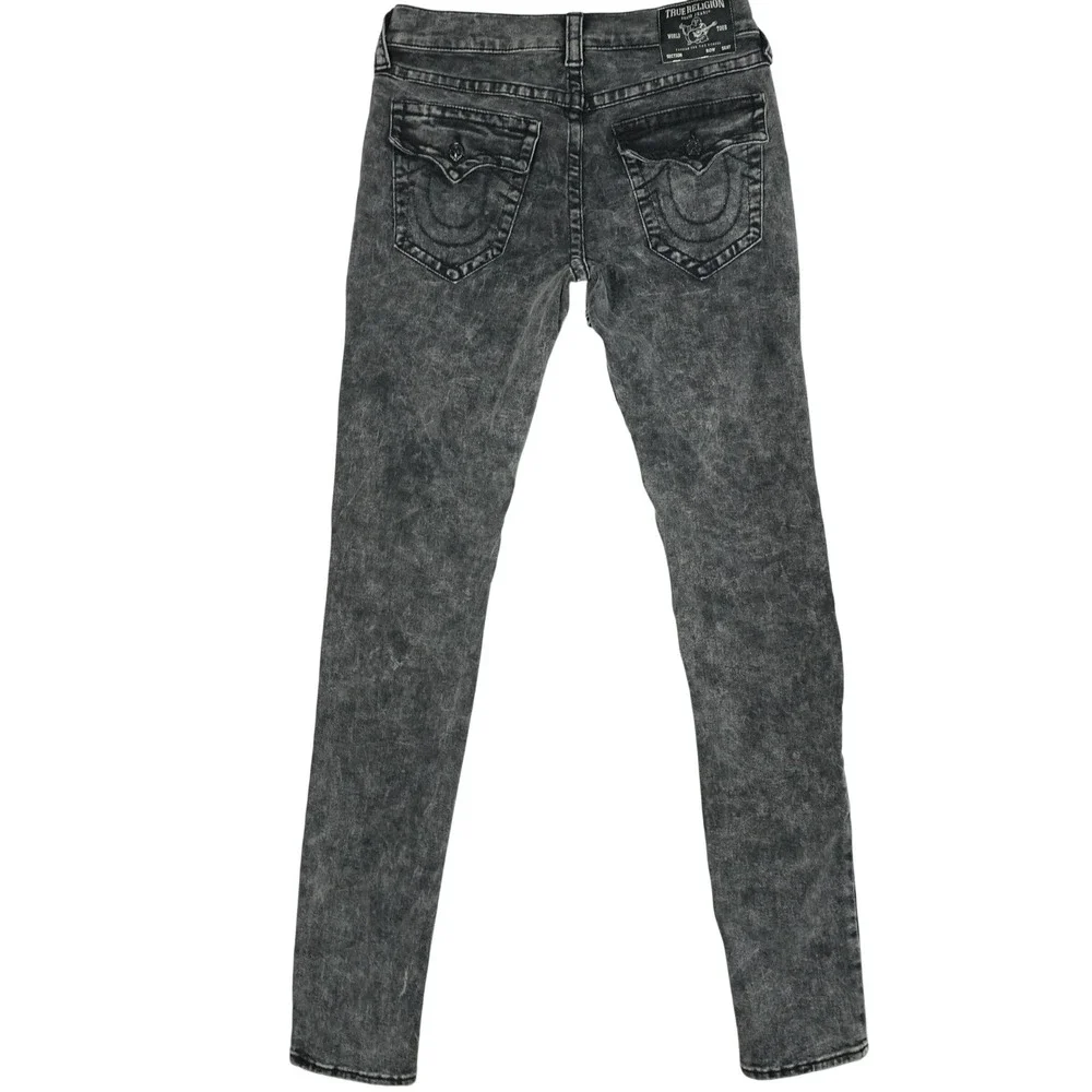 True Religion Rocco Stacked Skinny Jean 33x40 Tall Gray Moto Zip Grunge Punk Y2K